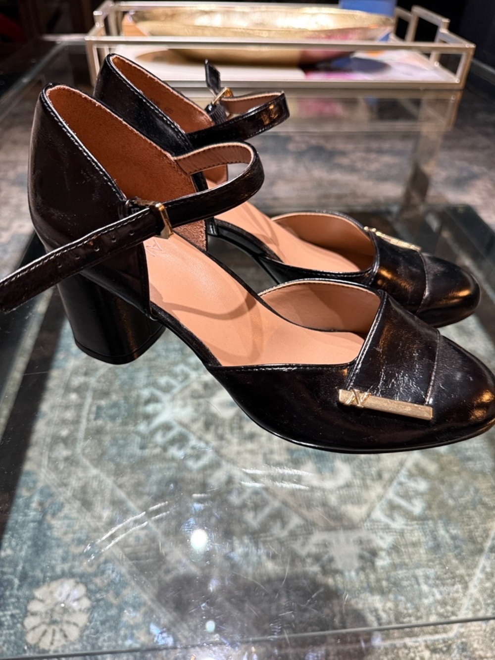 Naturalizer Women's Black Mary Jane Block Heel Pumps